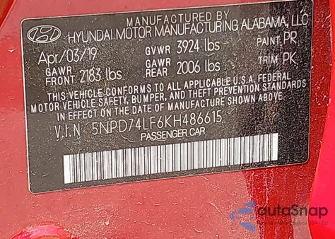 2019 Hyundai Elantra Se из США, поврежденный, VIN 5NPD74LF6KH486615